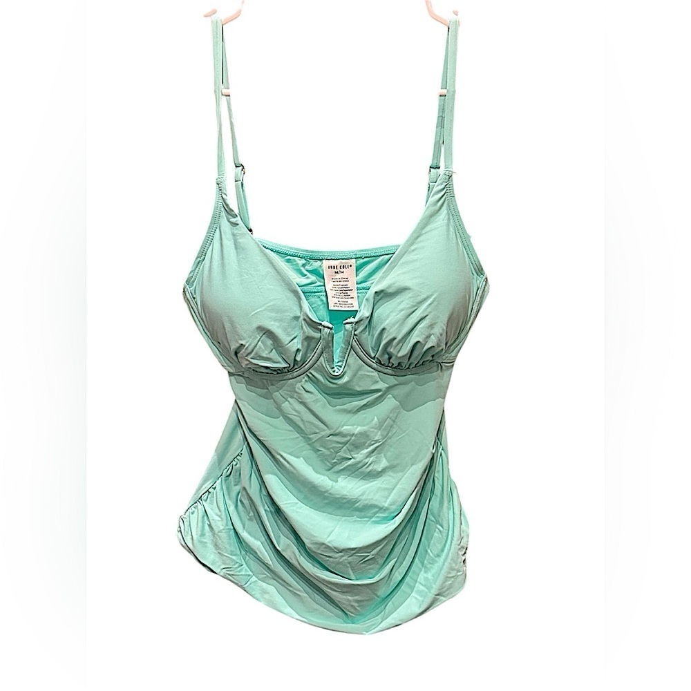 Anne Cole Aqua Tankini Top MEDIUM NWT adjustable straps